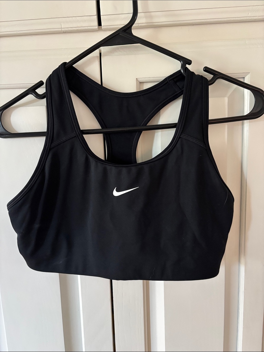 Nike Black Racerback Medium-Support Sports Bra with White Swoosh